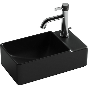 Умывальник подвесной прямоугольный (чаша слева, отверстие под смеситель справа) цвет черный матовый Element 395*220*125мм