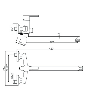 Смеситель ЧЕРНЫЙ д/ванны с длинным изливом TORRES, арт.17221TRB Смеситель ЧЕРНЫЙ д/ванны с длинным изливом TORRES, арт.17221TRB