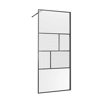 Душевая перегородка Walk-In VSW-1HC800CFGM, 800*2000, вороненая сталь, стекло прозрачное/рифленое