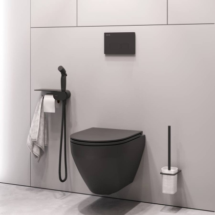 Набор подвесной унитаз с гигиеническим душем, черный CK70H1103B Набор подвесной унитаз с гигиеническим душем, черный CK70H1103B