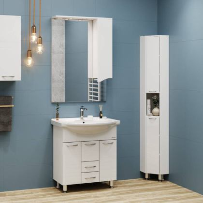 Шкаф-зеркало Onika Моника 75 белый, правый, с подсветкой