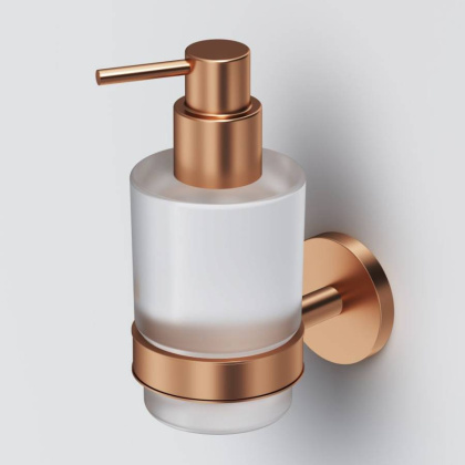 Стеклянный диспенсер для жидкого мыла с настенным держателем, розовое золото A85A36944