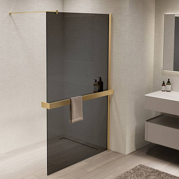 Душевая перегородка Walk-In VSW-1HR120CGG, 1200*2000, брашированное золото, стекло тонированное