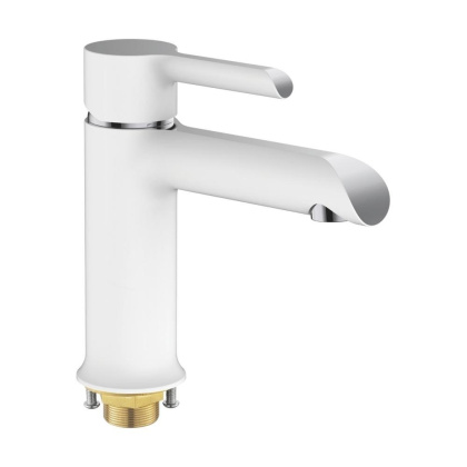 Смеситель для раковины латунь, белый S6001F