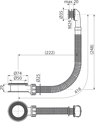 Слив-перелив для умывальника, хром Слив-перелив для умывальника, хром