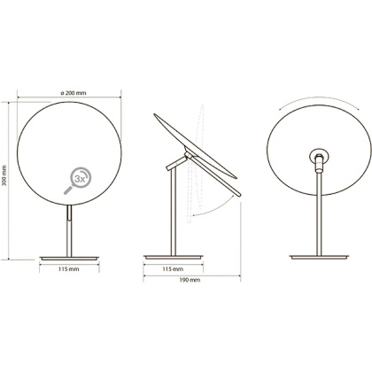 Косметическое зеркало без подсветки 300x190