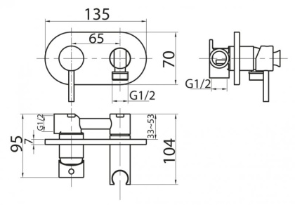 CZR-DA5-01 Смеситель для гигиенического душа Исполнение: Хром 