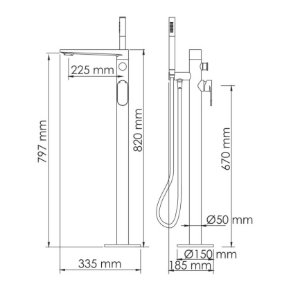 Elbe 7421 Смеситель напольный для ванны Wasserkraft