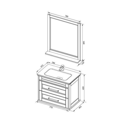Мебель для ванной Aquanet Бостон М 80 белый (ручки золото, раковина Бостон) Мебель для ванной Aquanet Бостон М 80 белый (ручки золото, раковина Бостон)