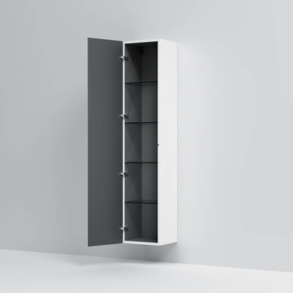 M70ACHML0356WG SPIRIT 2.0, шкаф-колонна, подвесной, левый, 35 см, зеркальный фасад, цвет: белый, гля