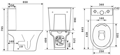 Унитаз Timo REKO TK-201 компакт, безободковый
