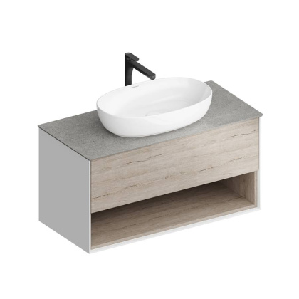 Тумба PLAZA Modern подвесная с ящиком и полкой 100, дуб Орегон PLB.M.100.1\OAK.O Тумба PLAZA Modern подвесная с ящиком и полкой 100, дуб Орегон PLB.M.100.1\OAK.O