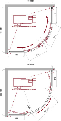 Душевой уголок BelBagno UNO-195-R-2-95-P-Cr