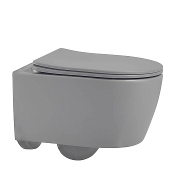 Унитаз ABBER Bequem AC1104MG подвесной серый матовый, безободковый Унитаз ABBER Bequem AC1104MG подвесной серый матовый, безободковый