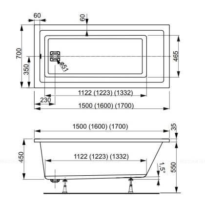 Акриловая ванна VAGNERPLAST CAVALLO 170x75 Акриловая ванна VAGNERPLAST CAVALLO 170x75