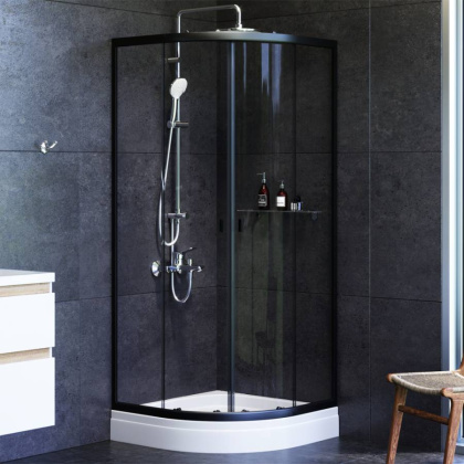 W88E-205-080BT64 X-Joy Twin Slide,  Душевое ограждение c поддоном, 80x80, профиль Черный