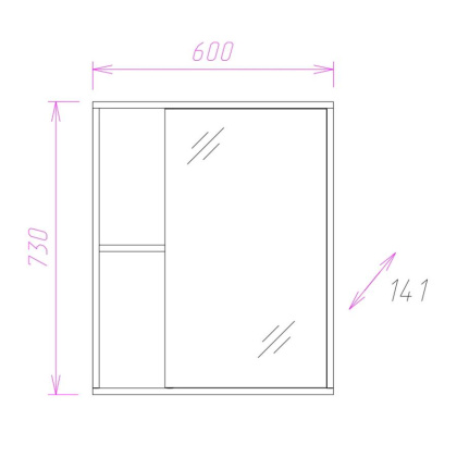 Шкаф-зеркало Onika Дельта 60 ясень шимо, универсальный Шкаф-зеркало Onika Дельта 60 ясень шимо, универсальный