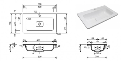Раковина Creto Oro 60 см Раковина Creto Oro 60 см