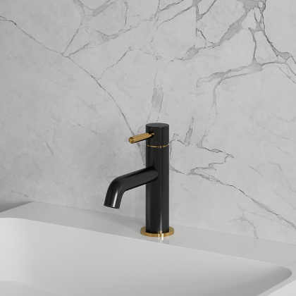 Смеситель для умывальника OMNIRES Y Y1210NBLGL (черный BLH/золото)