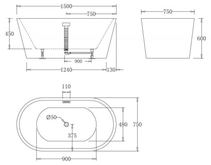 Ванна акриловая отдельностоящая BelBagno BB71-BIANCO Ванна акриловая отдельностоящая BelBagno BB71-BIANCO