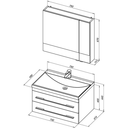 Мебель для ванной Aquanet Верона NEW 75 белый (подвесной 2 ящика) Мебель для ванной Aquanet Верона NEW 75 белый (подвесной 2 ящика)