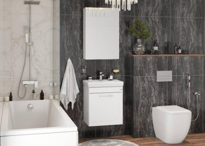 Шкаф-зеркало Onika Венеция 50 белый, универсальный Шкаф-зеркало Onika Венеция 50 белый, универсальный