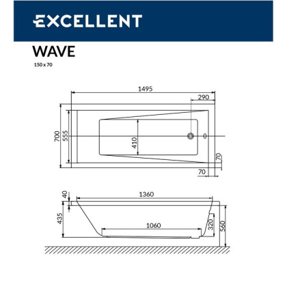 Ванна EXCELLENT Wave 150x70 "RELAX" (бронза) Ванна EXCELLENT Wave 150x70 "RELAX" (бронза)