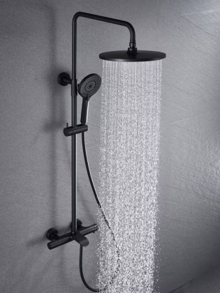 Душевая стойка Esse VSFS-1E1TMB термостатическая, черный Душевая стойка Esse VSFS-1E1TMB термостатическая, черный