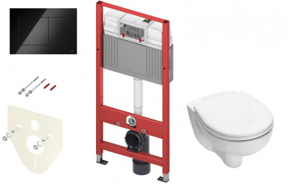 Комплект установки подвесного унитаза: модуль, панель TECEnow черная глянцевая, унитаз TECE V04