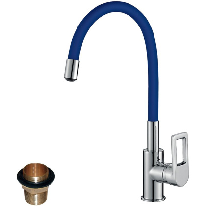 Смеситель Rossinka Z35-35U-Blue для кухни с гибким цветным изливом