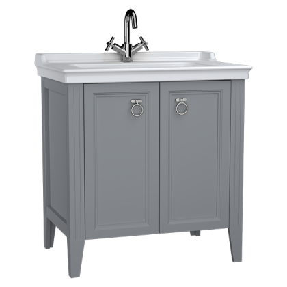 Шкаф Valarte 80 см с раковиной, с дверцами, цвет серый матовый