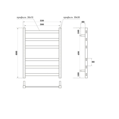 Полотенцесушитель электрический Point Меркурий PN83156BE П6 500x600 левый/правый, черный Полотенцесушитель электрический Point Меркурий PN83156BE П6 500x600 левый/правый, черный