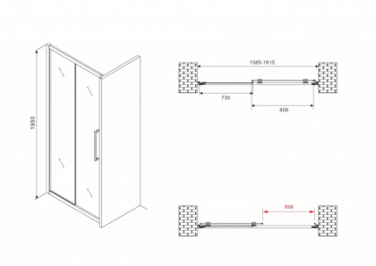 Душевая дверь ABBER Schwarzer Diamant AG30160H