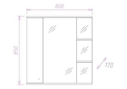 Шкаф-зеркало Onika Эльбрус 80 белый, правый, с подсветкой