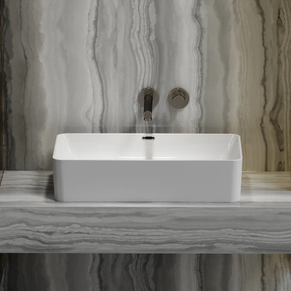 Умывальник чаша накладная прямоугольная со сливом переливом Element 605*385*140мм