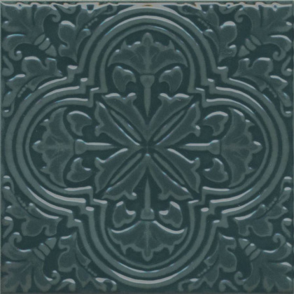 Декор Фес зелёный тёмный глянцевый 15x15x0,69