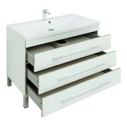 Тумба с раковиной Aquanet Верона 100 белый (напольная 3 ящика)