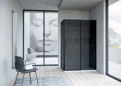 Душевой уголок Slim Soft VSR-1SS9012CGB, 1200*900, черный, стекло тонированное