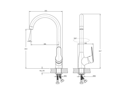 Смеситель для кухонной мойки RUSH Crete (CR3535-22)