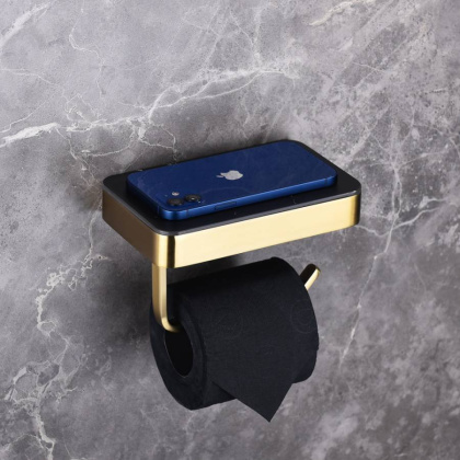 Бумагодержатель с полкой для телефона ABBER Westen AA1730G золото Бумагодержатель с полкой для телефона ABBER Westen AA1730G золото