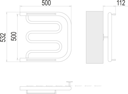Полотенцесушитель Terminus Фокстрот (1")500х500 Полотенцесушитель Terminus Фокстрот (1")500х500
