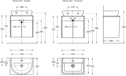 Тумба PRO подвесная 2 дверцы 60, белая глянцевая  PRO.60.2\WHT