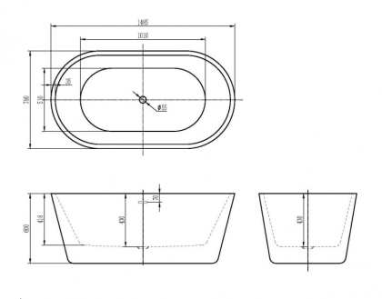 Акриловая ванна BELBAGNO BB306-1675