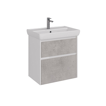 Тумба Lemark COMBI 70см под 1 раковину, подвесная/напольная, 2 ящика, цвет фасада: Бетон, цвет корпуса: Белый глянец