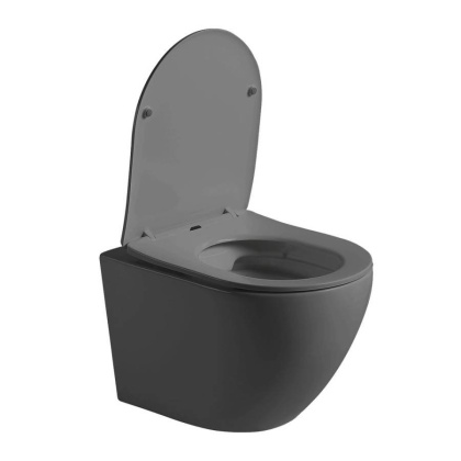 Унитаз подвесной Globo VT1-14SMA безободковый, цвет антрацит мат., ультратонкое сиденье soft-close Унитаз подвесной Globo VT1-14SMA безободковый, цвет антрацит мат., ультратонкое сиденье soft-close