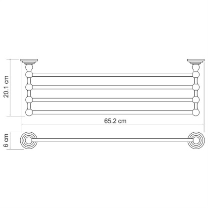Полка для полотенец Ammer, 65,2х6х20,1 см, хром, K-7011