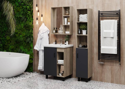 Пенал Onika Тимбер 30 напольный, серый мат./дуб сонома, правый Пенал Onika Тимбер 30 напольный, серый мат./дуб сонома, правый