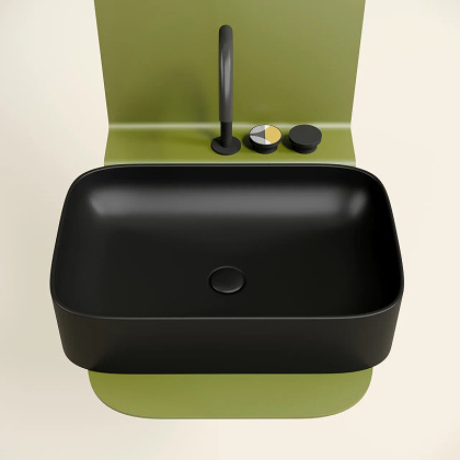 Умывальник чаша накладная прямоугольная (цвет Черный Матовый) Element 605*380*122мм