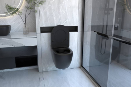 Унитаз ABBER BEQUEM AC1100MB подвесной черный матовый, безободковый