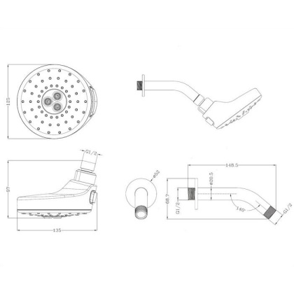 Верхний душ OMNIRES DOUGLAS-WCR (хром)